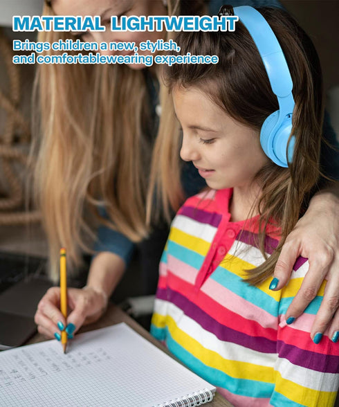 Kids Bluetooth Headphones, On Ear Wireless Headsets with Microphone, Foldable Stereo for iPad Tablet (Blue)