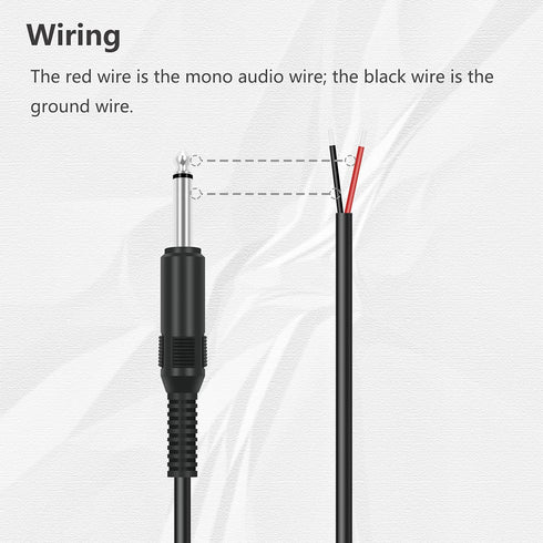 2 Pack 6ft Speaker Wire to 6.35mm 1/4 inch TS Mono Male Plug Adapter Connector to Bare Wire Open End Audio Cable for Microphone Speakers
