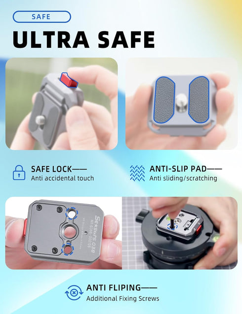 IFOOTAGE Camera Quick Release Plate Q38, Tripod Mount Adapter for Sony Canon Monopod DSLR Stabilizer Slider