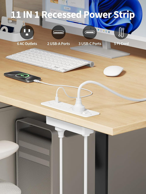 HOPOW 5 6 5 (3 900J Recessed Power Strip FT Recessed Outlet, Flush Mount Furniture Outlet with Outlets USB Ports USB