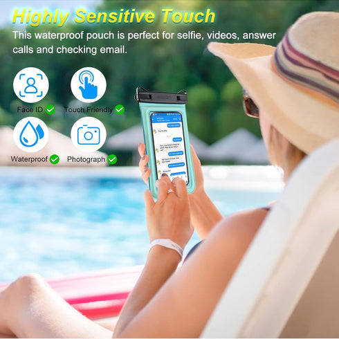 Floating Waterproof Phone Pouch, IP68 Waterproof Phone Case for iPhone 15 14 13 Pro Max Samsung Galaxy, Up to 6.7''
