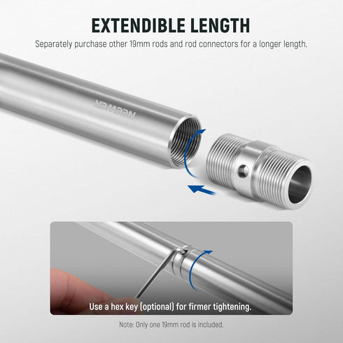 NEEWER 12"/300mm Heavy Duty Stainless Steel Support Rod for Professional Filmmaking, Video Camera, Cinema Camera