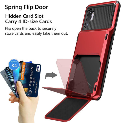 Vofolen Case for Galaxy Note 10+ 10 Plus, Wallet 4-Slot Pocket ID Card Holder, Scratch Resistant Dual Layer Protective