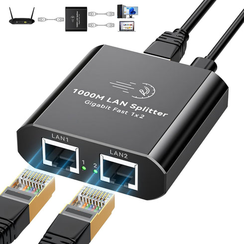 AILVLVNG Ethernet Splitter 1 to 2 1000Mbps Internet Cable Splitter 1 in 2