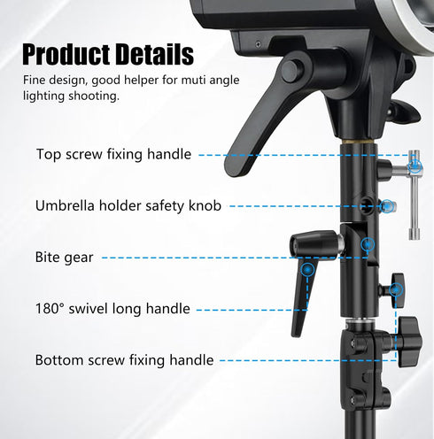 EMART Camera Flash Bracket H Type Mount with Umbrella Holder, Adjustable Metal Light Stand Adapter (2 Pack)