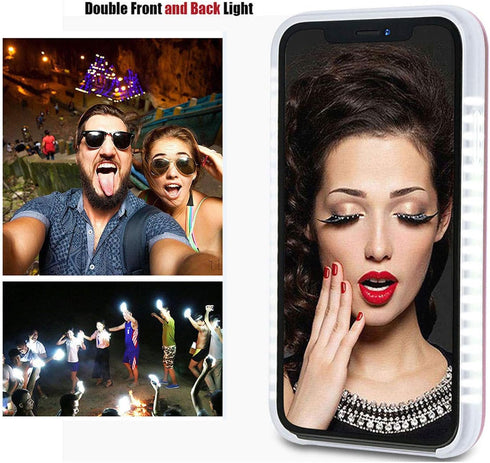 Selfie Light up Case for iPhone 12 and 12 Pro, LED Light Case with Back and Front Dual Rechargeable Luminous Light