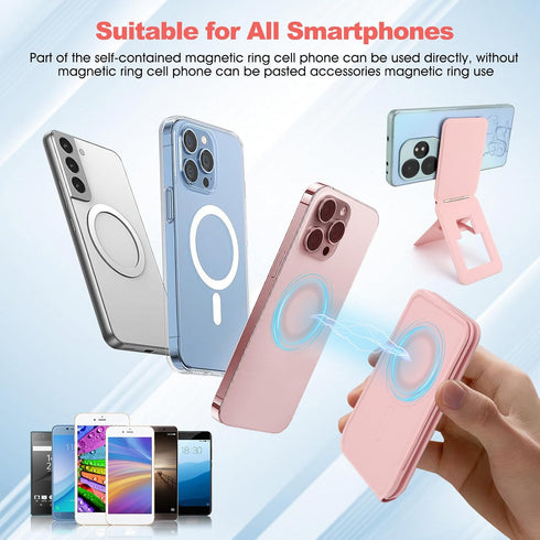 Gugxiom 16/15/14/13/12(Pink) Phone Stand, Foldable Magnetic Phone Tripod, Angle Adjustment & Strong Magnets PU Leather