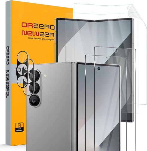 Orzero 6 in 1 Samsung Galaxy Z Fold 6 5G, 2 Pack EPU Inner Screen Protector + 2 Pack Tempered Glass