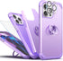 IDweel for iPhone 15 Pro Max Case with Screen Protector+360°Ring Holder Stand+Camera Lens Protector,2 in 1 Shockproof Slim Fit Hybrid Heavy Duty Hard PC Soft Silicone Bumper Full Body Case,Purple