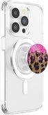 Leopard Print Abstract Animal Skin Dripping Pink Bling PopSockets MagSafe PopGrip for iPhone