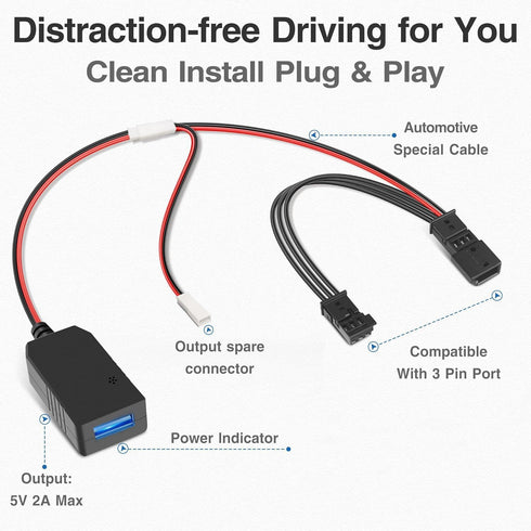 YQMAJIM DashCam Power Adapter, Compatible with Ford F150, Transit, Bronco, Lincoln, Connects to Rainfall Sensor