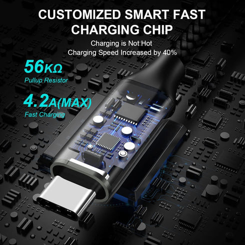 etguuds 1ft USB Type C Cable 2-Pack, 4.2A Fast Charging, Braided, Compatible with Samsung Galaxy S20, S10, Note 20,
