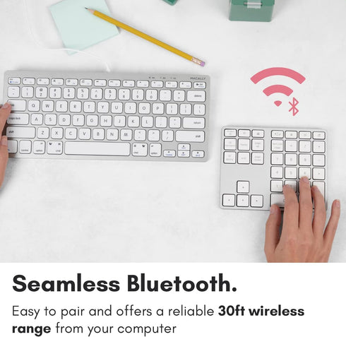 Macally Bluetooth Number Pad for Laptop, Rechargeable Wireless Numeric Keypad, Slim 35 Key Wireless Number Pad for Data