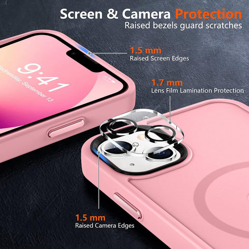 MOCCA iPhone 13 Case - Slim Shockproof, Translucent Matte Back, MagSafe Compatible, with Screen & Camera Lens