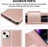 MONASAY Rosegold Wallet Case for iPhone 15 Plus/14 Plus 5G, 6.7" - Flip Folio, RFID Blocking, Credit Card Holder, Glass