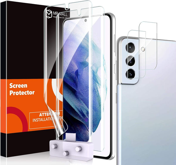 MP-MALL 4 Pack Flexible TPU Film Screen Protector and Camera Lens Protector for Samsung Galaxy S21 Plus 5G