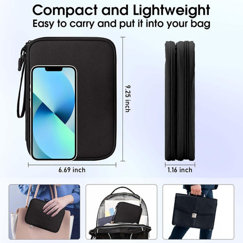 Arae Electronic Organizer, Travel Cable Storage Pouch, Double Layers Waterproof Case for Cables, Chargers, Earphones