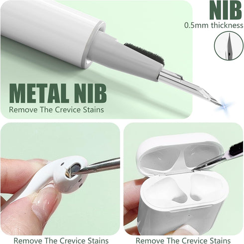Cleaner Kit for AirPods Pro 1 2 3 Earbuds, Multi-Function Cleaning Kit with Soft Brush and Flocking Sponge Tool for