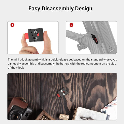 SmallRig Mini V-Lock Assembly Kit, V Mount Battery Plate, Quick Release Set with 1/4"-20 Threaded Holes - MD2801B