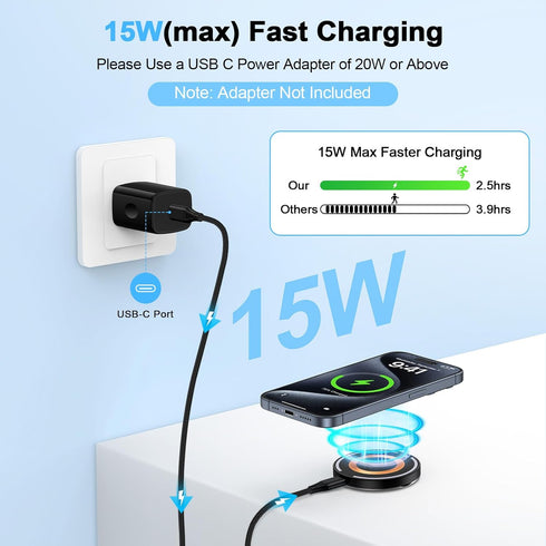 Magnetic Wireless Charger Stand MagSafe Pad for iPhone 15 14 13 12 Pro Max Plus SE, 15W Fast Charging Station for
