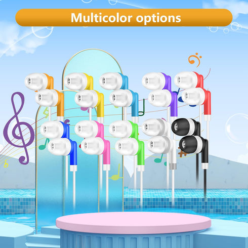 30 Packs Kids Earbud Headphones Bulk, Wired Earphones with 3.5 mm Jack, Multi-Colored for Classroom and School
