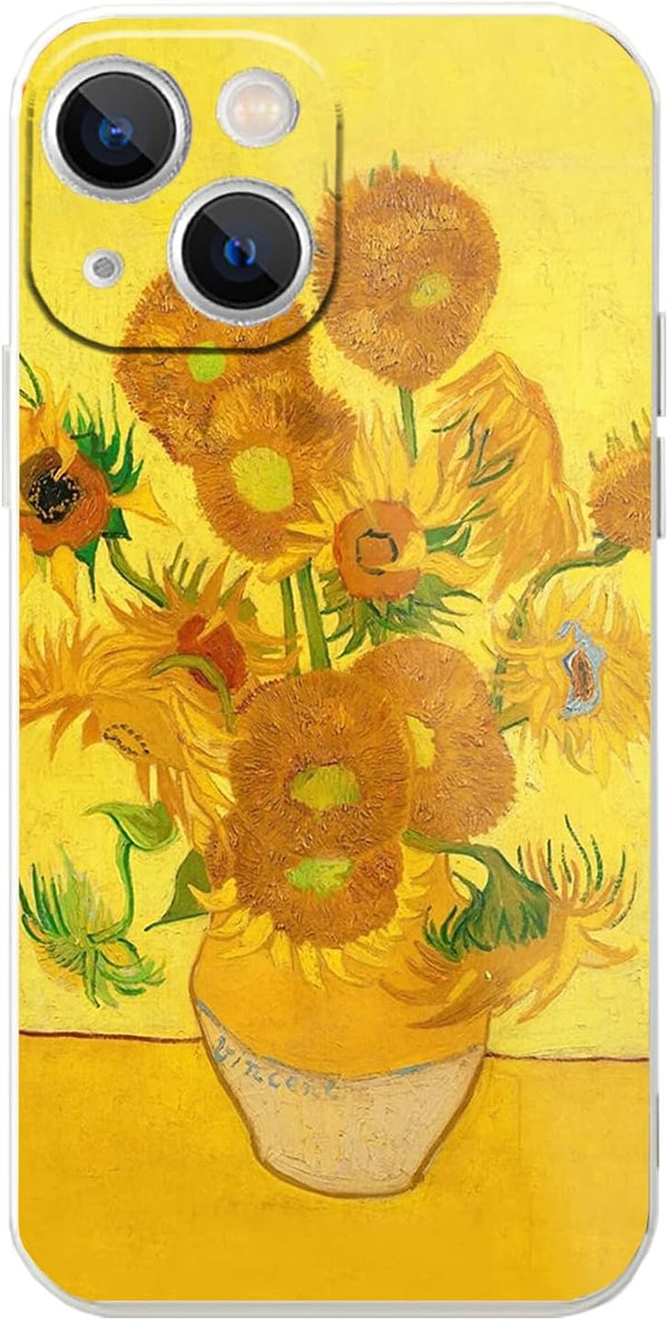Sunflower iPhone 14 Plus Case for Women, Van Gogh Aesthetic Art Cute Waterproof Protective Case (6.7 inch)