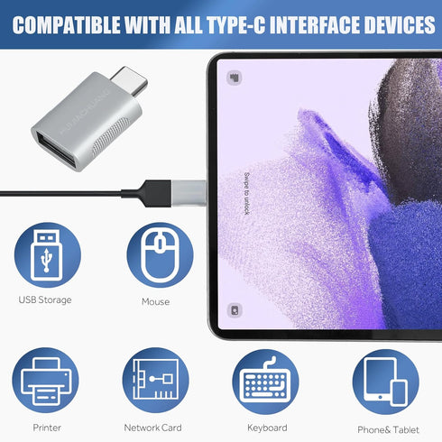 USB C to USB A OTG Adapter (2pcs Pack), USB C Male to USB 3.0 Female Adapter for Macbook, Laptop, Phone, Type C Devices