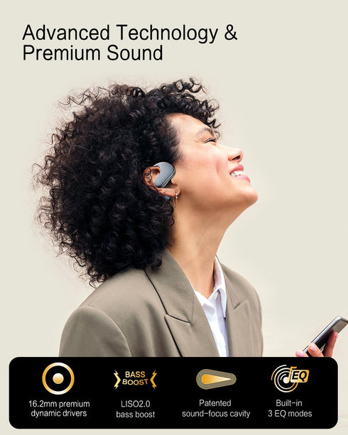 5.4 w/16.2mm 50H 3 IPX5, Open Ear Headphones, Dynamic Bass Boost Bluetooth Air Conduction Wireless Earbuds Large