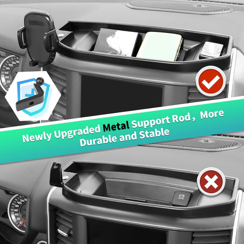 Multi-Mount Dash Phone Holder with Arm Metal Rod for Dodge RAM 2018-2023 (for 8.4" Screen), Phone Mount Storage Tray