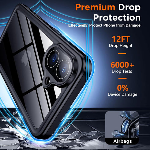 SPIDERCASE 17 12FT for iPhone Case Waterproof, Built-in Lens & Screen Protector, Full Heavy Duty Protection, Military