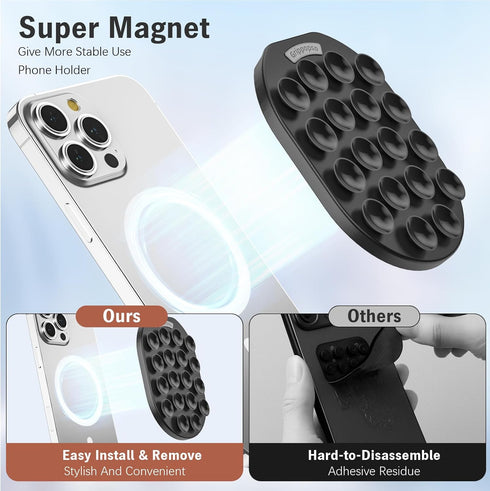 Grippopso 17 16 15 14 13 12 Magnetic Phone Grip Holder for MagSafe Phone Grip, Magnetic Suction Cup Phone Grip Holder