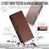 STARSHOP Compatible Samsung Galaxy A12 Phone Case, Leather Wallet Cover with Tempered Glass Protector, Brown