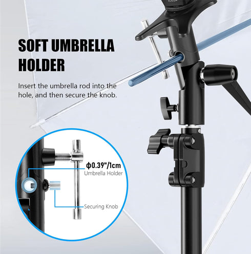 EMART Camera Flash Bracket H Type Mount with Umbrella Holder, Adjustable Metal Light Stand Adapter (2 Pack)