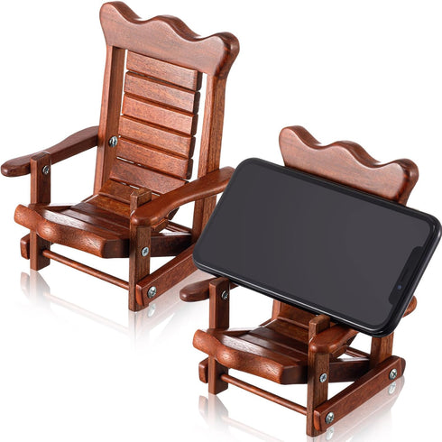 Kingdder 2 Pcs Christmas Wood Cell Phone Stand Gifts Folding Chair Wooden