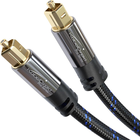 KabelDirekt TOSLINK Optical Audio Cable, Nylon Braided 3ft Fiber Optic Lead for