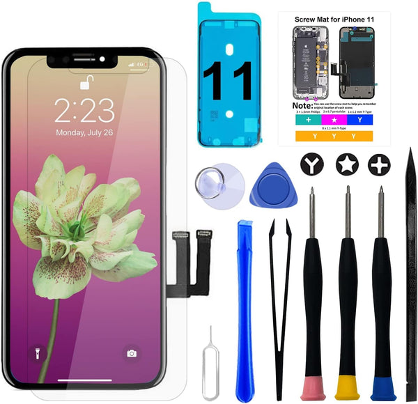Brinonac LCD Screen Replacement Kit for iPhone 11, 6.1 inch 3D Touch Display, Assembly Set with Tools, Adhesive, Glass