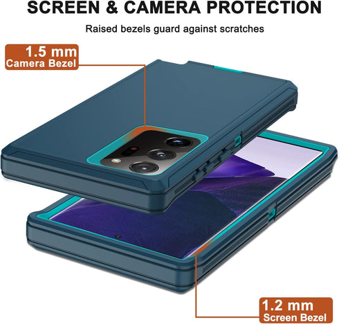 Galaxy Note 20 Ultra Case with Belt Clip Holster, Military Grade Heavy Duty Shockproof Cover, 2 Screen Protectors,