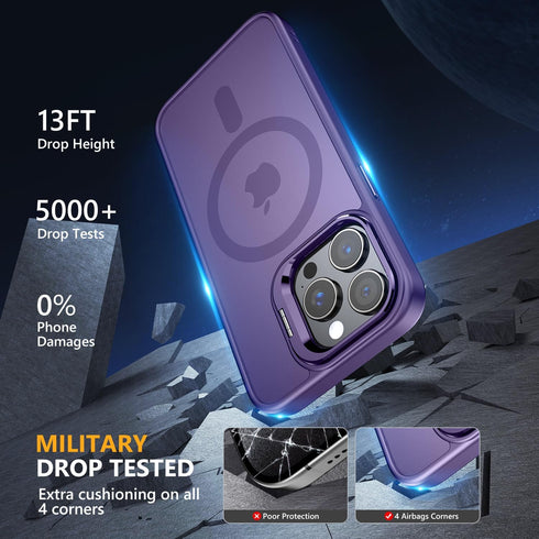 Magnetic Deep Purple Case for iPhone 14 Pro Max, Built-in Camera Stash, Compatible with MagSafe, Skin Feeling Protection