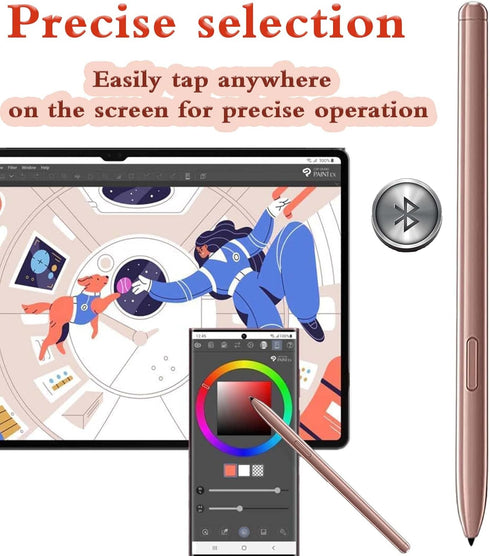 Samsung Galaxy Tab S7 S Pen Replacement with Bluetooth, Stylus Pen + Tips/Nibs (Gold)