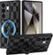 SOKAD Magnetic Checkered Case for Samsung Galaxy S24 Ultra with Finger Strap Kickstand,
