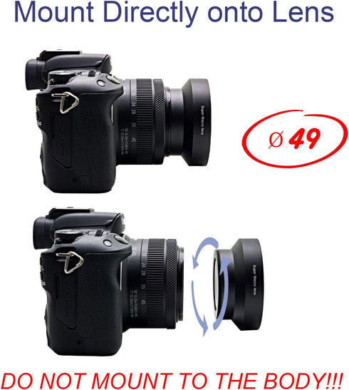 FotoZ 49mm 10x Professional Macro Conversion Lens for Canon EOS M6 M50 Mark II M100 M200 R50 R100