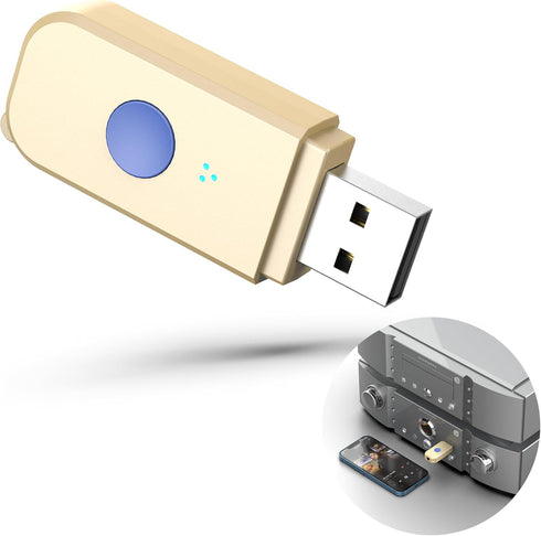 USB Bluetooth Car Kit, Bluetooth 5.3 Receiver Adapter for Car Music/Hands-Free Calls, Gold