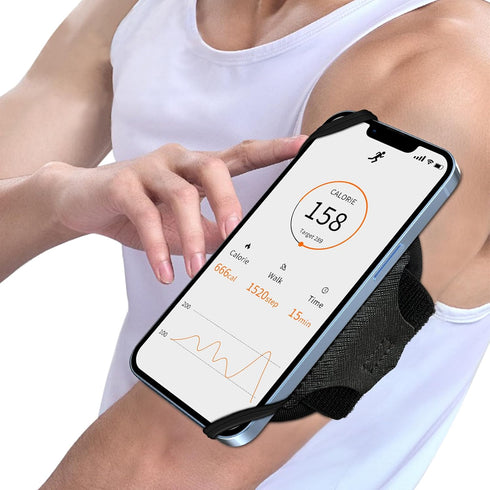 Armband Phone Holder, 360° Rotation & Detachable, Fits 4.7''-7.5'' Phones, Compatible with iPhone 15/14/13/12