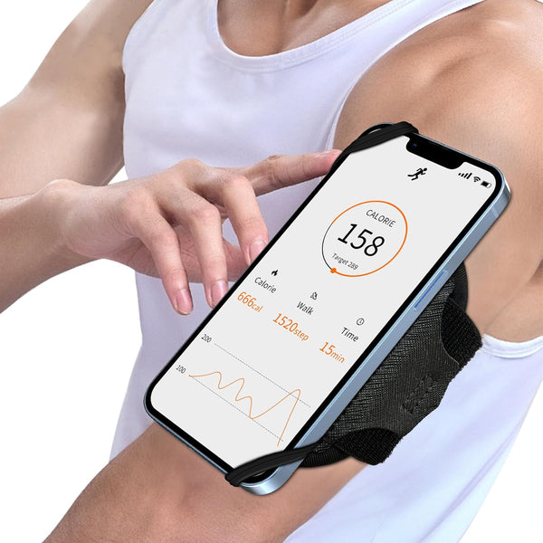 Armband Phone Holder, 360° Rotation & Detachable, Fits 4.7''-7.5'' Phones, Compatible with iPhone 15/14/13/12
