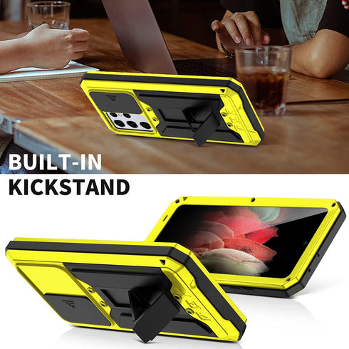 MIYI Samsung Galaxy S21 Ultra Case, Heavy Duty Aluminum Metal Gorilla Glass Waterproof Shockproof Protector Cover