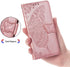 Wallet Case for iPhone 12 Pro/iPhone 12, Women Flip Folio Cover with Butterfly Embossed PU Leather, Rose Gold