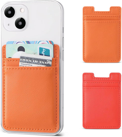 2Pack Phone Wallet, Leather Phone Card Holder Adhesive Stick On Credit Card Pocket for Back of iPhone and Android