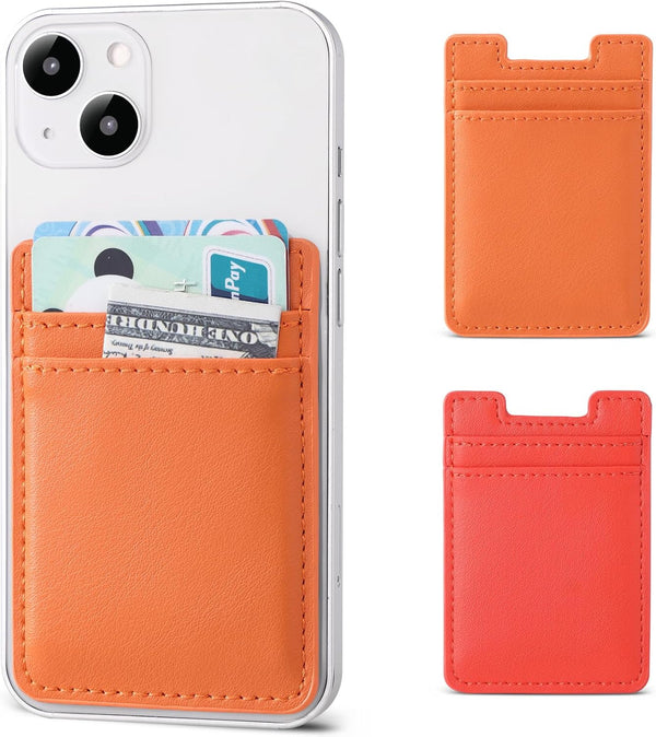 2Pack Phone Wallet, Leather Phone Card Holder Adhesive Stick On Credit Card Pocket for Back of iPhone and Android