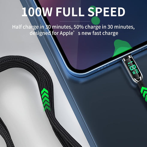 AICase 4FT USB C to Lightning Cable with LED Display, compatible with iPhone 13, 12, 11, AirPods Pro, supports Power