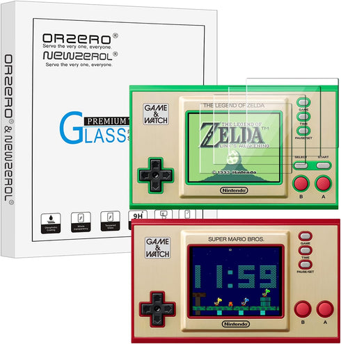 Orzero (4 Pack) Tempered Glass Screen Protector for GAME & Watch The Legend of Zelda/Super Mario Bros, Anti-Scratch